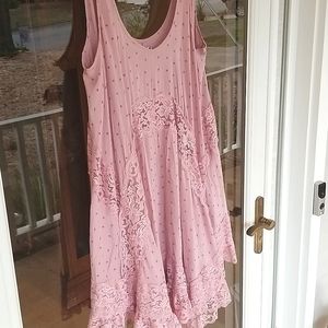 Free People Intimately Lace Tunic/Dress, Rose L